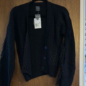 H&M Black Cable Knit Cardigan Sweater